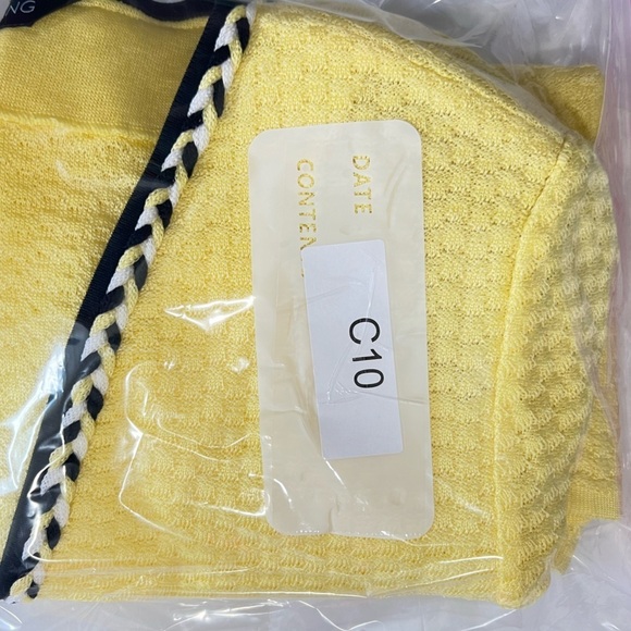 MING WANG Open Front Blazer Cardigan Yellow With Black & White Trim Sz Small - Picture 8 of 8